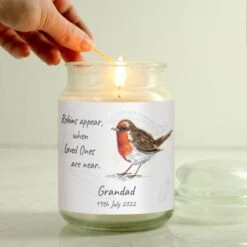 Personalised Robins Appear Large Scented Jar Candle -Personalise Store 4005073 5