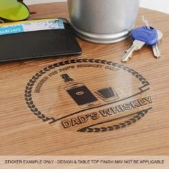 Tabblue Personalised Bluetooth Side Table With Surround Sound - Dark Wood - Whiskey Sticker -Personalise Store bluetooth table whiskey sticker black 01 1 1 1 1 1 1