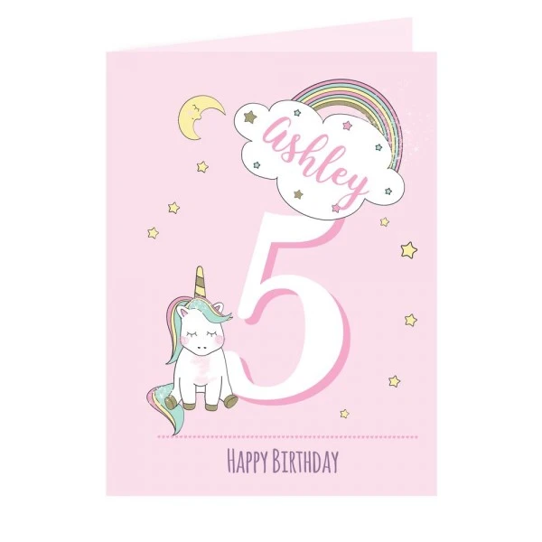 Personalised Baby Unicorn Birthday Age Card 4 Personalised Baby Unicorn Birthday Age Card - Image 2