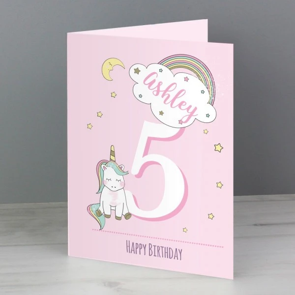 Personalised Baby Unicorn Birthday Age Card 5 Personalised Baby Unicorn Birthday Age Card - Image 3