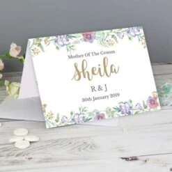 Personalised Gold Floral Watercolour Card 12 Personalised Gold Floral Watercolour Card -Personalise Store gc00590 3