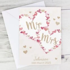 Personalised Mr & Mrs Confetti Hearts Wedding Card -Personalise Store gc00624 2