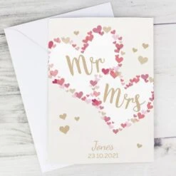 Personalised Mr & Mrs Confetti Hearts Wedding Card -Personalise Store gc00624 3