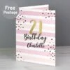 Personalised Gold And Pink Stripe Birthday Card