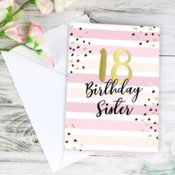 Personalised Gold And Pink Stripe Birthday Card -Personalise Store gc00629 4