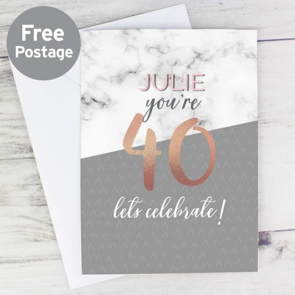 Personalised Marble And Rose Gold Birthday Card 3 Personalised Marble And Rose Gold Birthday Card