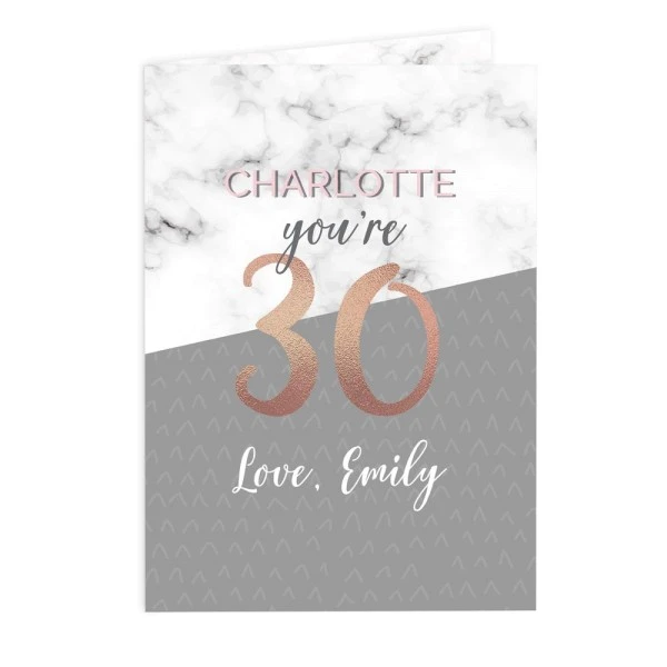 Personalised Marble And Rose Gold Birthday Card 4 Personalised Marble And Rose Gold Birthday Card - Image 2