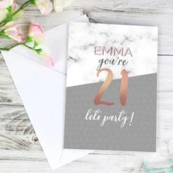 Personalised Marble And Rose Gold Birthday Card 9 Personalised Marble And Rose Gold Birthday Card -Personalise Store gc00630 2