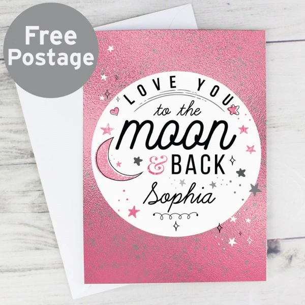 Personalised To The Moon & Back Pink Card 3 Personalised To The Moon & Back Pink Card