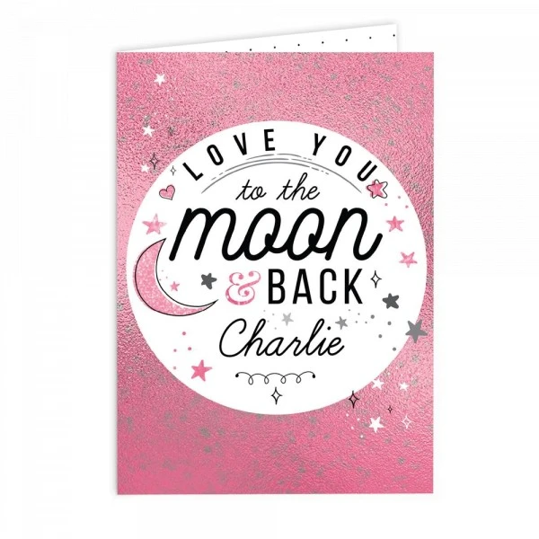 Personalised To The Moon & Back Pink Card 4 Personalised To The Moon & Back Pink Card - Image 2