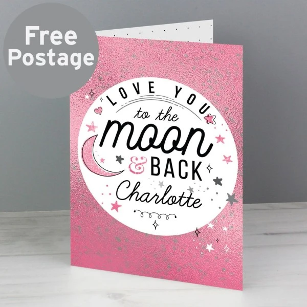 Personalised To The Moon & Back Pink Card 5 Personalised To The Moon & Back Pink Card - Image 3