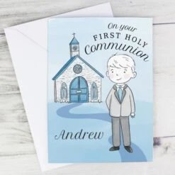 Personalised Boys First Holy Communion Card -Personalise Store gc00750 4