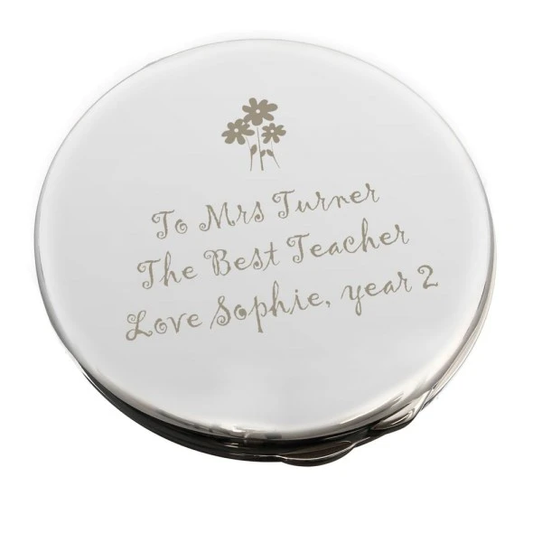Personalised Flower Teachers Round Compact Mirror 4 Personalised Flower Teachers Round Compact Mirror - Image 2