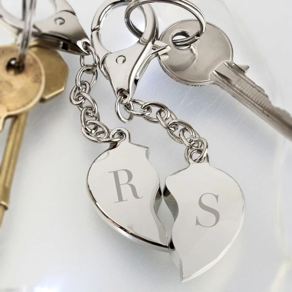 Personalised Initials Two Hearts Keyring 3 Personalised Initials Two Hearts Keyring