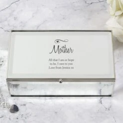 Personalised Swirls & Hearts Mirrored Jewellery Box