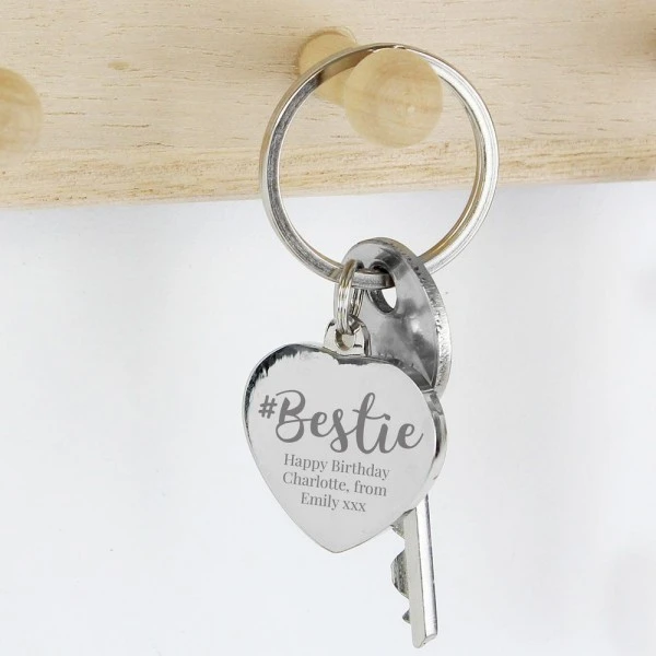 Personalised #Bestie Diamante Heart Keyring 5 Personalised #Bestie Diamante Heart Keyring - Image 3