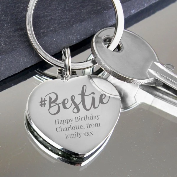 Personalised #Bestie Diamante Heart Keyring 6 Personalised #Bestie Diamante Heart Keyring - Image 4