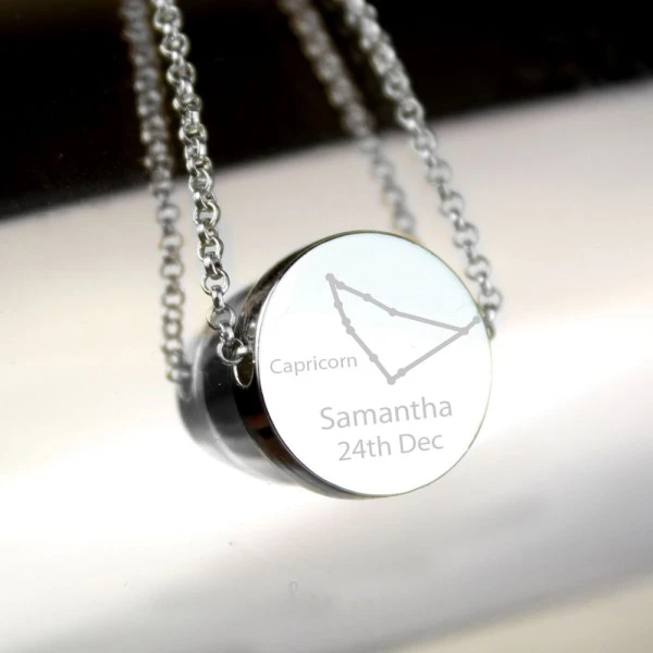 Personalised Capricorn Zodiac Star Sign Silver Tone Necklace (December 22nd - 19th January) 3 Personalised Capricorn Zodiac Star Sign Silver Tone Necklace (December 22nd - 19th January)