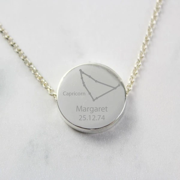 Personalised Capricorn Zodiac Star Sign Silver Tone Necklace (December 22nd - 19th January) 5 Personalised Capricorn Zodiac Star Sign Silver Tone Necklace (December 22nd - 19th January) - Image 3