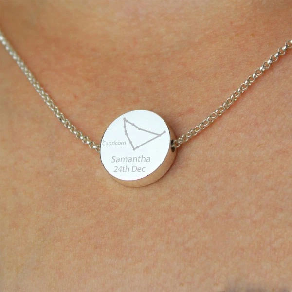 Personalised Capricorn Zodiac Star Sign Silver Tone Necklace (December 22nd - 19th January) 6 Personalised Capricorn Zodiac Star Sign Silver Tone Necklace (December 22nd - 19th January) - Image 4