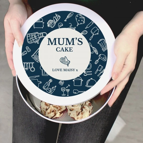 Personalised Navy Kitchen Design Cake Tin 3 Personalised Navy Kitchen Design Cake Tin