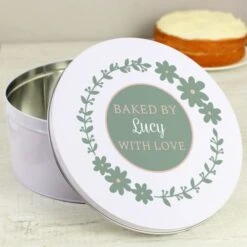 Personalised Floral Cake Tin 9 Personalised Floral Cake Tin -Personalise Store p0104m75 2