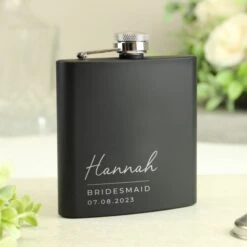 Personalised Free Text Script Black Hip Flask -Personalise Store p0104n14 8