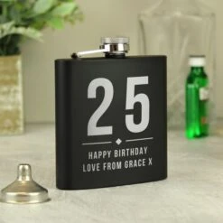 Personalised Big Numbers Black Hip Flask -Personalise Store p0104n18 2