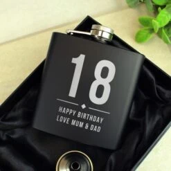 Personalised Big Numbers Black Hip Flask -Personalise Store p0104n18 3