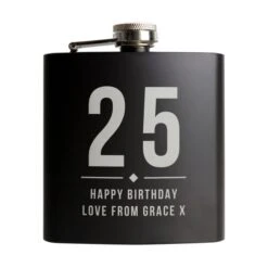 Personalised Big Numbers Black Hip Flask -Personalise Store p0104n18 4