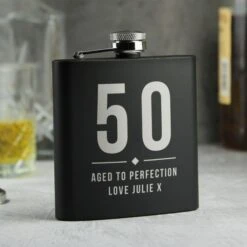 Personalised Big Numbers Black Hip Flask -Personalise Store p0104n18 5