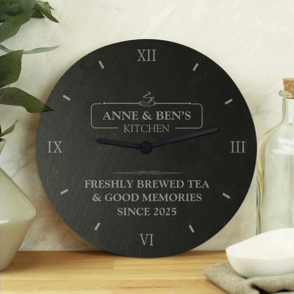 Personalised Kitchen Slate Clock 3 Personalised Kitchen Slate Clock