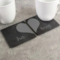 Personalised Two Hearts Slate Coaster Set -Personalise Store p0105a64 4
