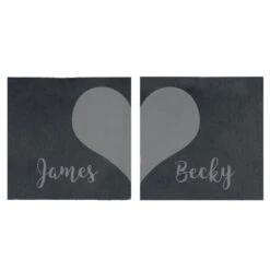 Personalised Two Hearts Slate Coaster Set -Personalise Store p0105a64 5