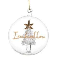 Personalised Gold Glitter Name Only Tree Glass Bauble -Personalise Store p0107e41 3