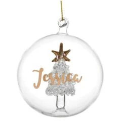Personalised Gold Glitter Name Only Tree Glass Bauble -Personalise Store p0107e41 5