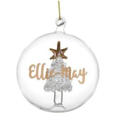 Personalised Gold Glitter Name Only Tree Glass Bauble -Personalise Store p0107e41 7