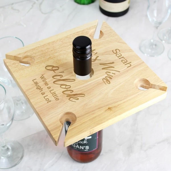 Personalised Wine O'clock Four Wine Glass Holder & Bottle Holder 5 Personalised Wine O'clock Four Wine Glass Holder & Bottle Holder - Image 3