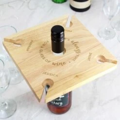 Personalised ...Time For A Glass Of Wine Four Wine Glass Holder & Bottle Holder -Personalise Store p0111c96 2