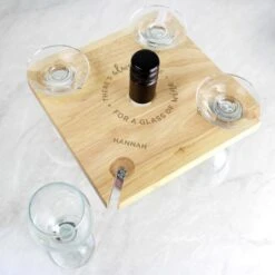 Personalised ...Time For A Glass Of Wine Four Wine Glass Holder & Bottle Holder -Personalise Store p0111c96 3