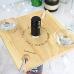 Personalised ...Time For A Glass Of Wine Four Wine Glass Holder & Bottle Holder -Personalise Store p0111c96 4