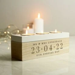 Personalise Store 10 Personalised Large Date Triple Tea Light Box
