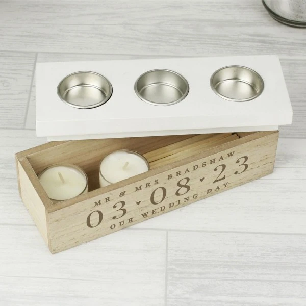 Personalised Large Date Triple Tea Light Box 5 Personalised Large Date Triple Tea Light Box - Image 3