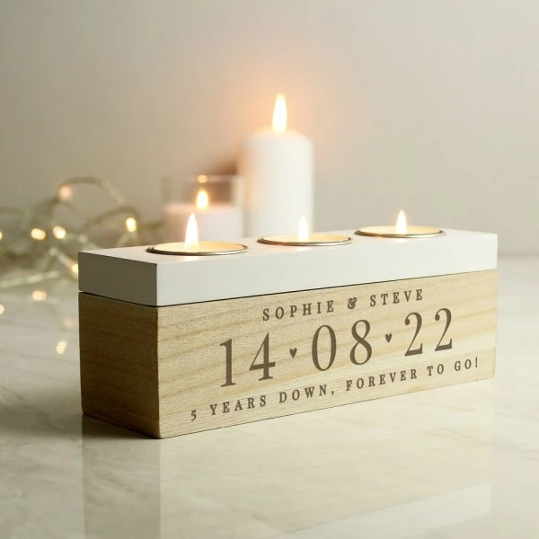 Personalised Large Date Triple Tea Light Box 6 Personalised Large Date Triple Tea Light Box - Image 4
