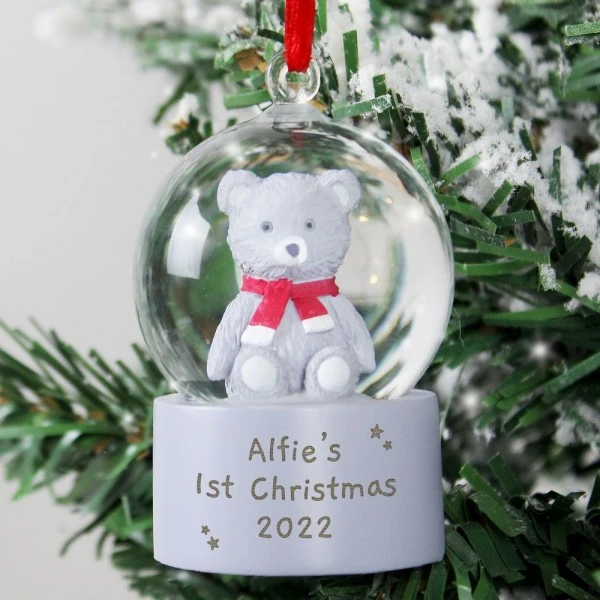 Personalised Message Teddy Bear Glitter Snow Globe Tree Decoration 4 Personalised Message Teddy Bear Glitter Snow Globe Tree Decoration - Image 2