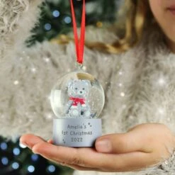 Personalised Message Teddy Bear Glitter Snow Globe Tree Decoration 9 Personalised Message Teddy Bear Glitter Snow Globe Tree Decoration -Personalise Store p0113a43 2