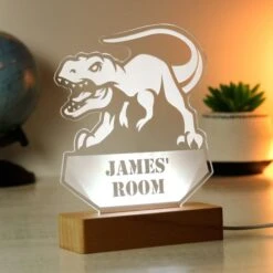 Personalised Dinosaur Wooden Based LED Light -Personalise Store p0113a67 2