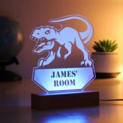 Personalised Dinosaur Wooden Based LED Light -Personalise Store p0113a67 3