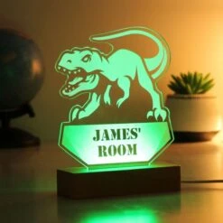 Personalised Dinosaur Wooden Based LED Light -Personalise Store p0113a67 4