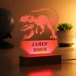 Personalised Dinosaur Wooden Based LED Light -Personalise Store p0113a67 5